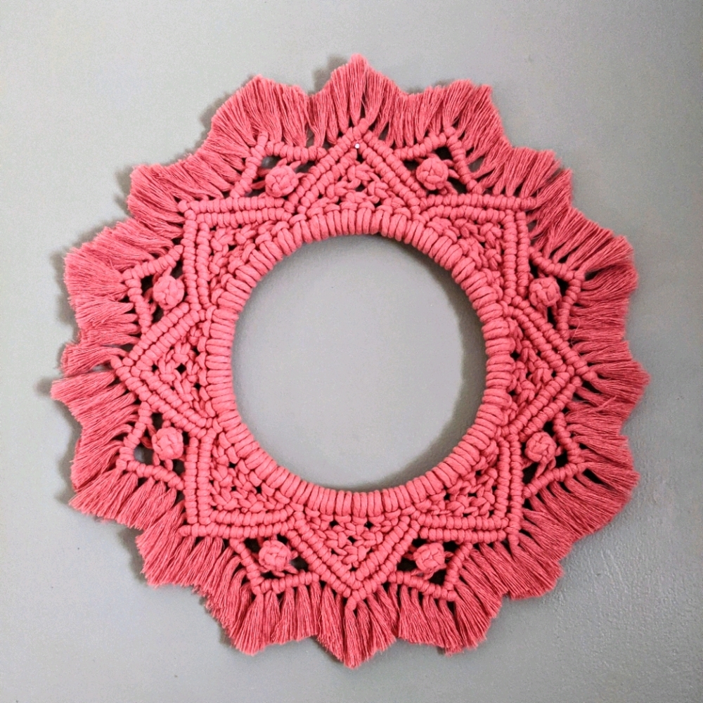 Pink Macrame Mandala Wall Hanging